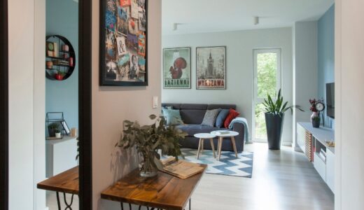 Olszowa home staging przedpokój z widokiem na salon